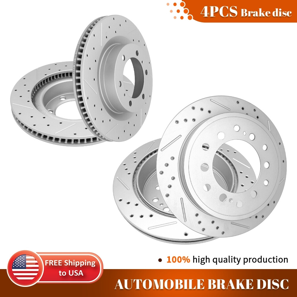 Front & Rear Disc Drilled Brake Rotors for 2010- 2023 Lexus GX460 Toyota 4Runner