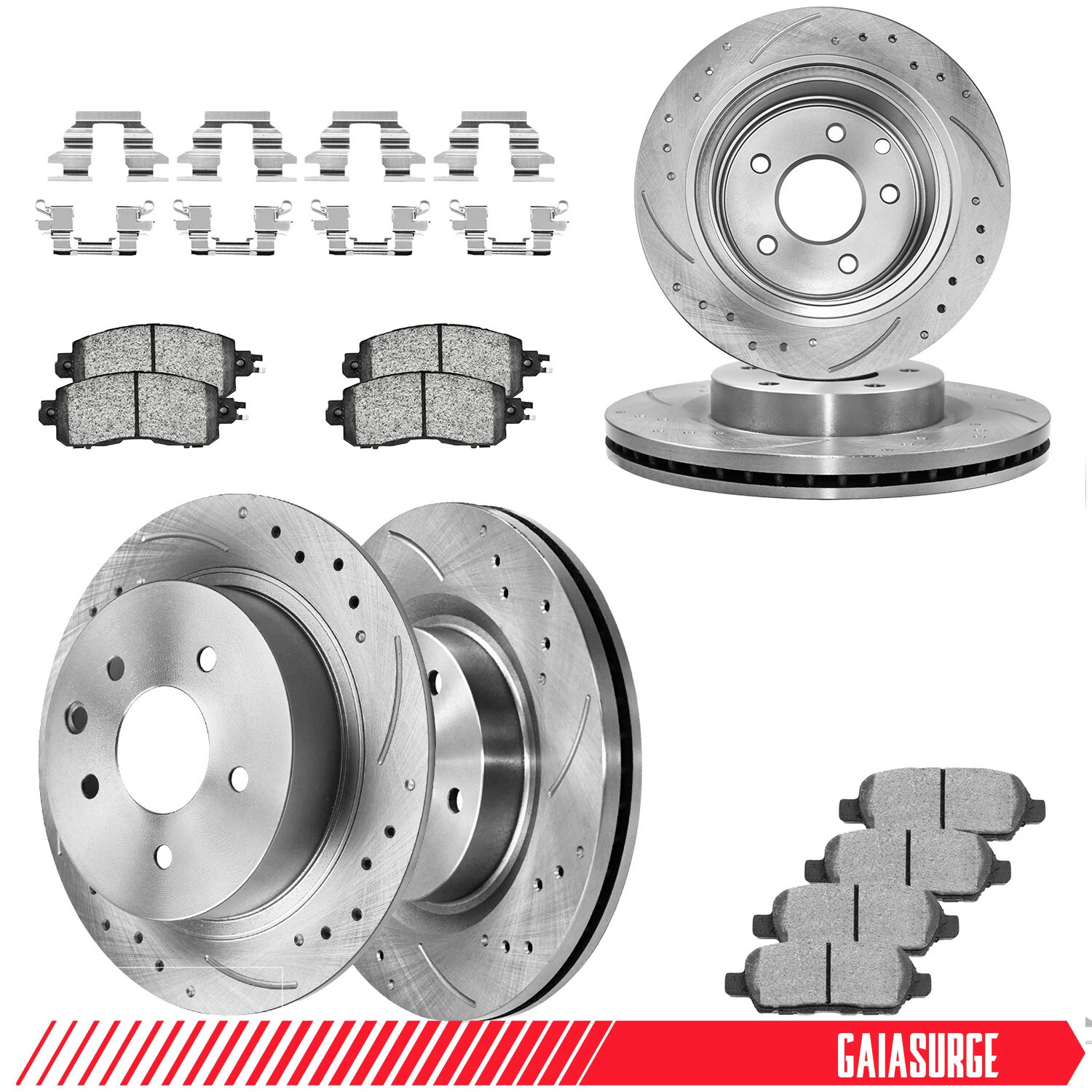 Front & Rear Drilled Slotted Rotors + Pads for 2013-2019 2020-2023 Nissan ALTIMA