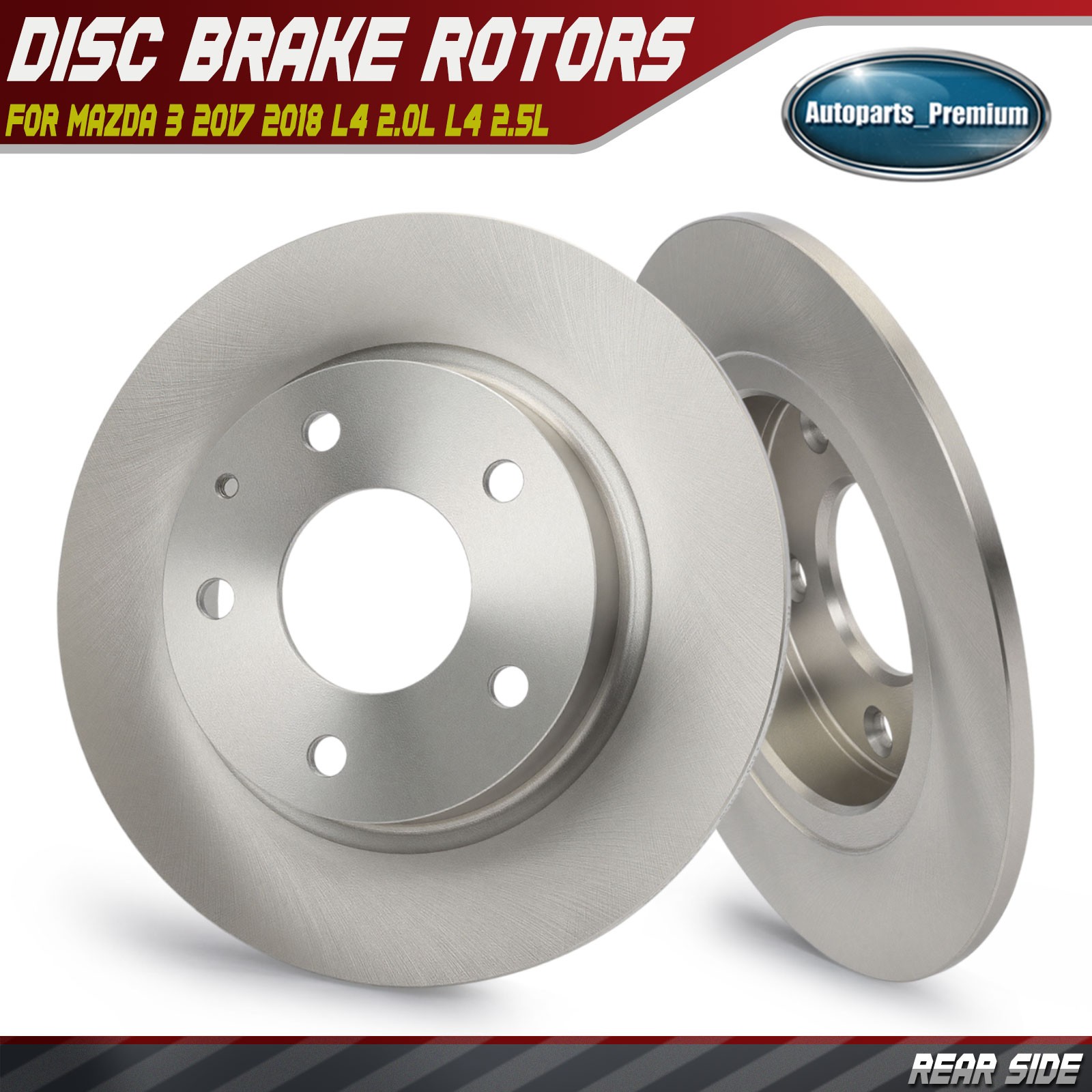 2Pcs Rear Side Disc Brake Rotors for Mazda 3 2017 2018 2.0L 2.5L Sedan Hatchback