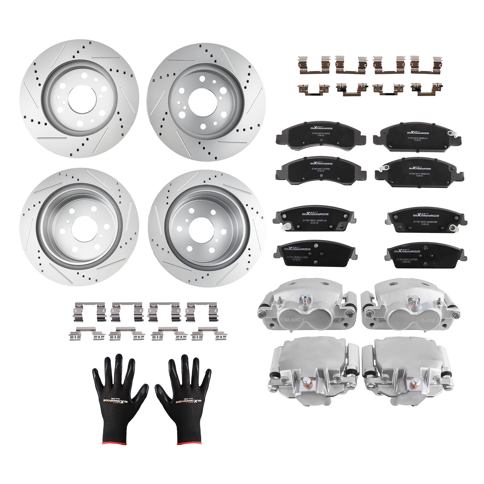 16x Front Rear Brake Rotors+Calipers w/Pads for Cadillac Escalade 2015-2020