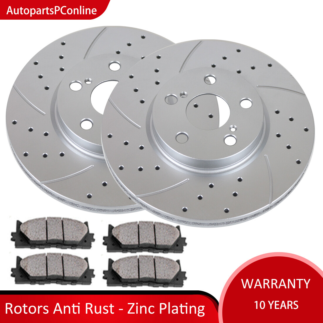 Front Drilled Brake Rotors Pads Kit for Toyota Camry Avalon Lexus ES350 Brakes