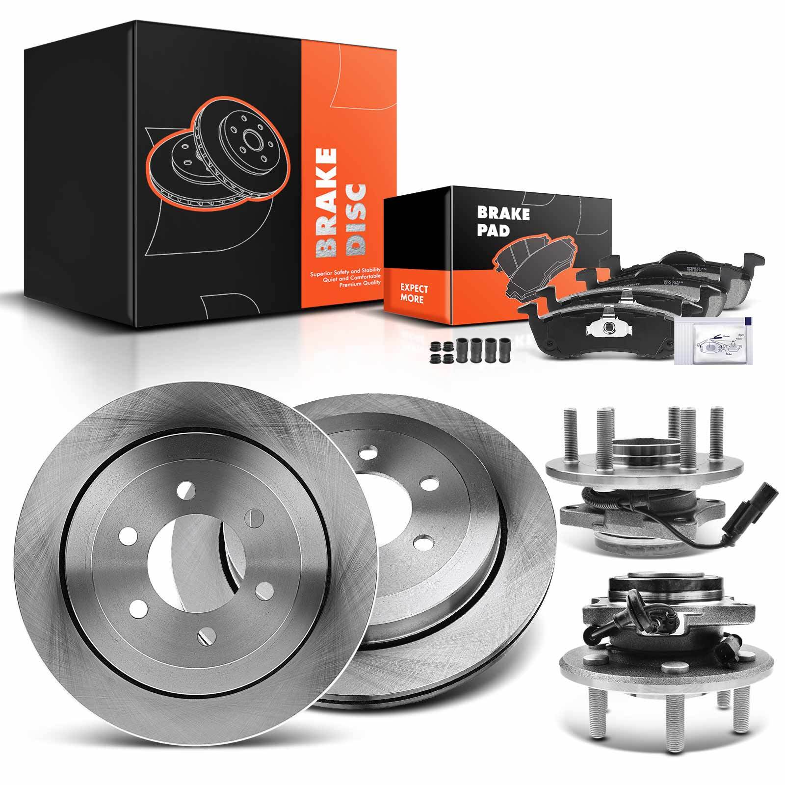 Rear Brake Rotor&Pad+Hub Bearing for Ford Expedition Lincoln Navigator 2015-2017