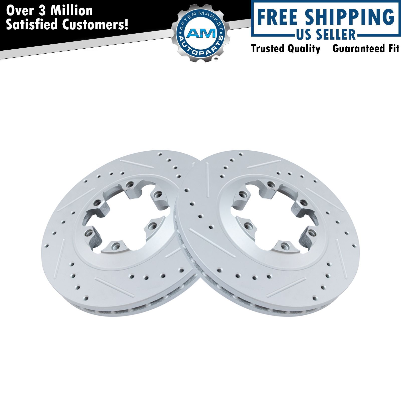Performance Disc Brake Rotor Drilled & Slotted Front G-Coated Pair