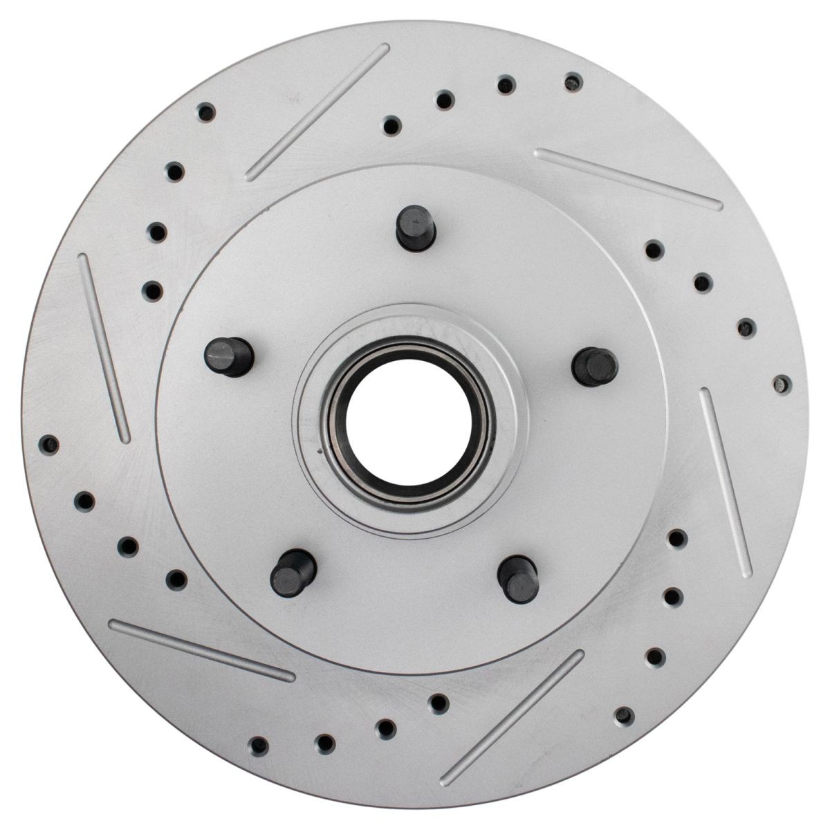 Front Performance Drilled Slotted & Coated Disc Brake Rotor Pair for GM