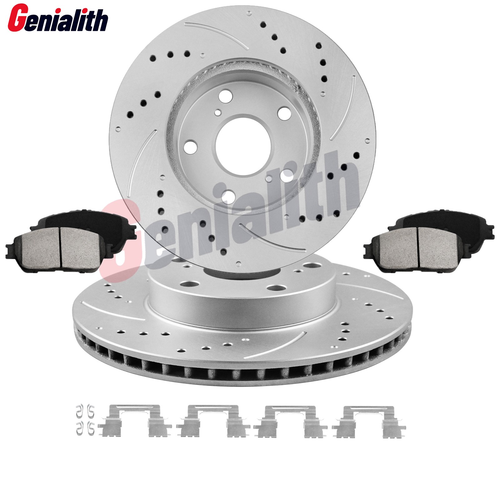 Front Drilled Rotor Brake Ceramic Pad for 2005 – 2015 Toyota Tacoma 2.7L 4.0L