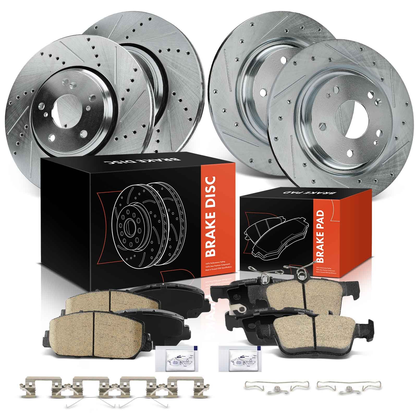 12pcs Front &Rear Drilled Rotor & Brake Pad for Honda Civic 2017-2018 2020 Sedan