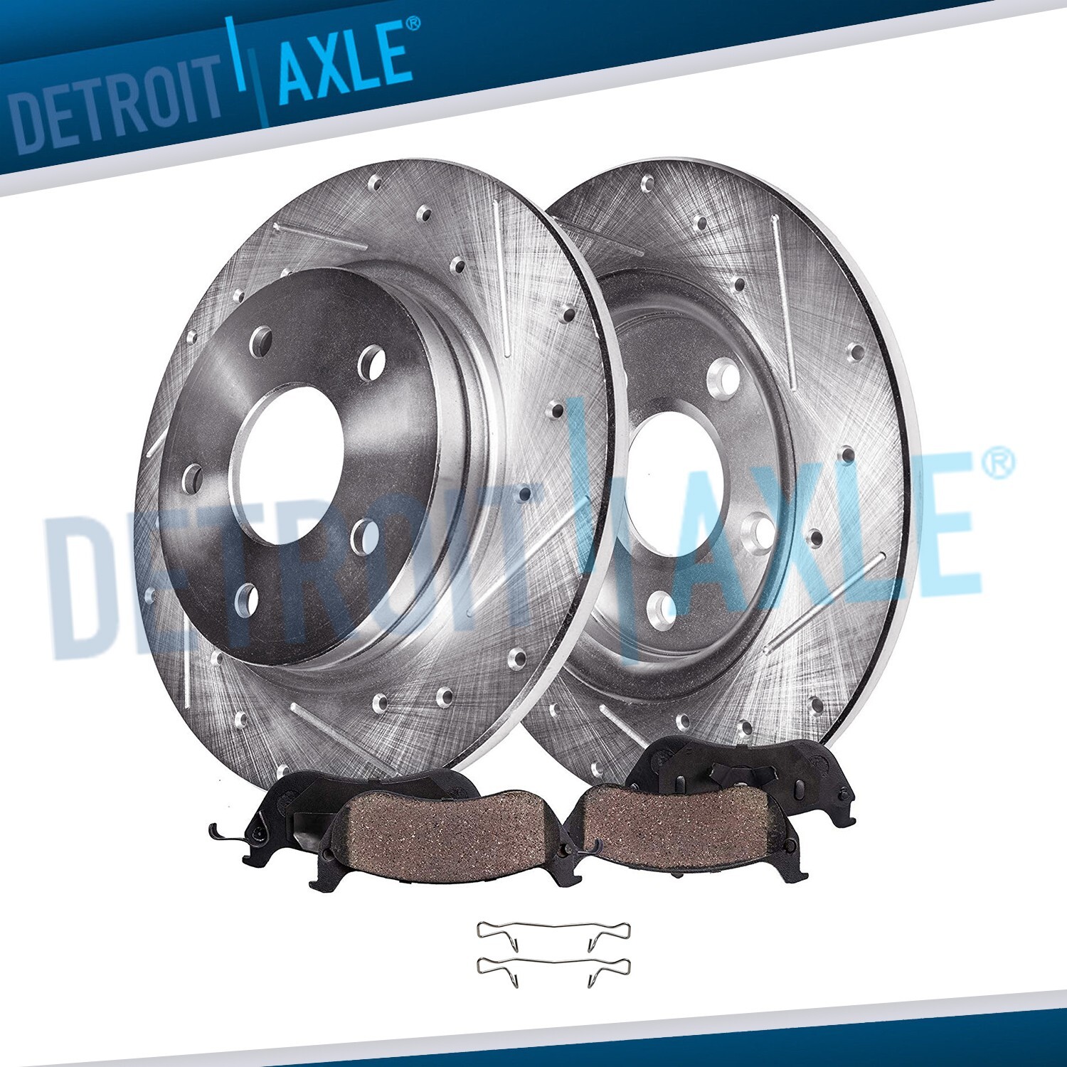 Rear Drilled Rotors + Ceramic Pads for 2004 2006 2007 2008 2009 – 2011 Saab 9-3