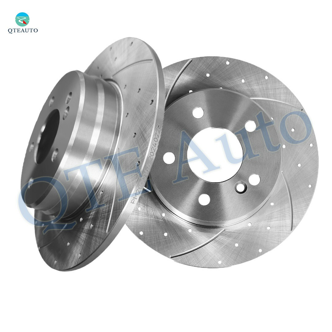 Rear Drilled Slotted Brake Disc Rotors For 1996 1997 Mercedes-Benz C36 AMG Base