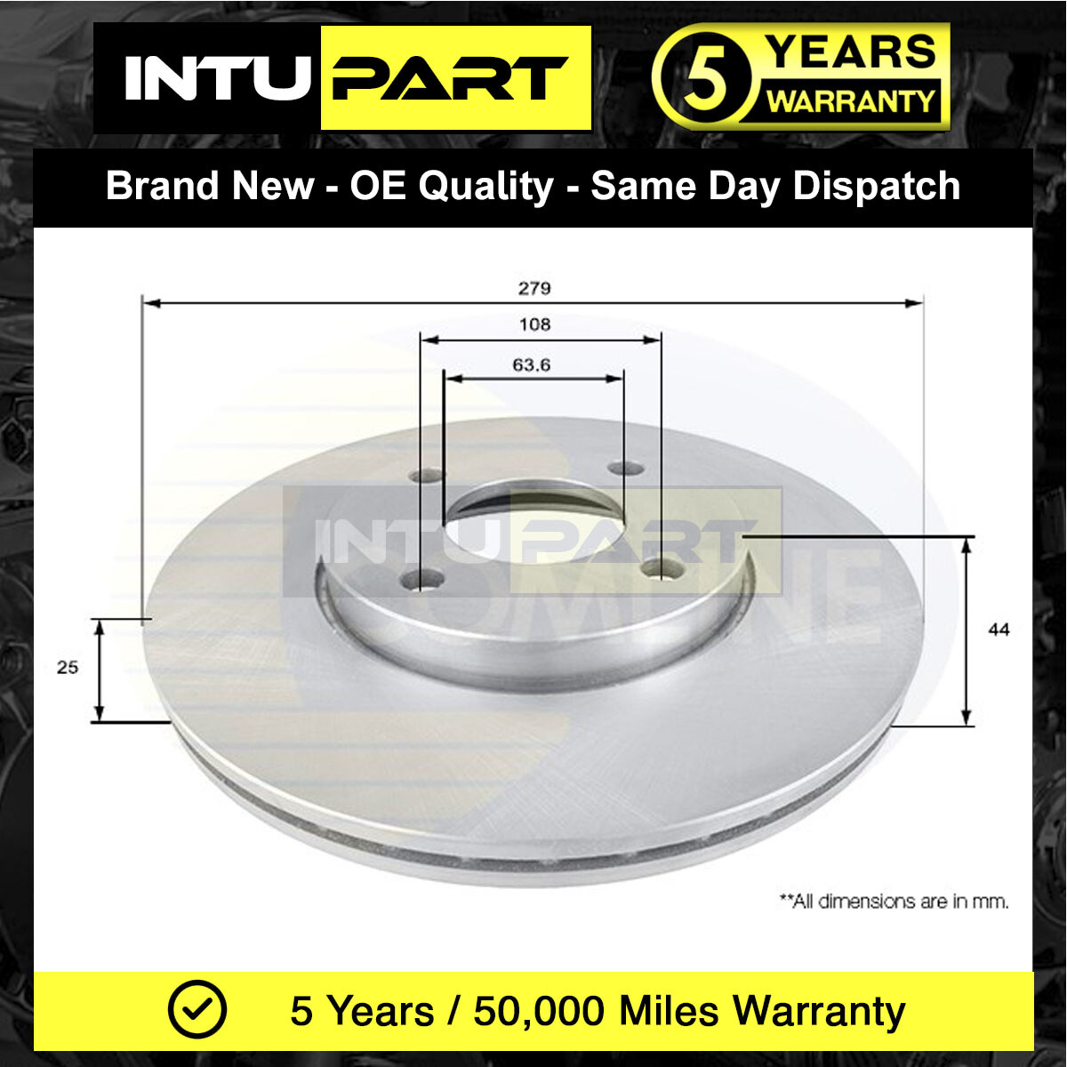 Fits Ford Fiesta 2005-2007 2.0 + Other Models Intupart Front Brake Disc #1