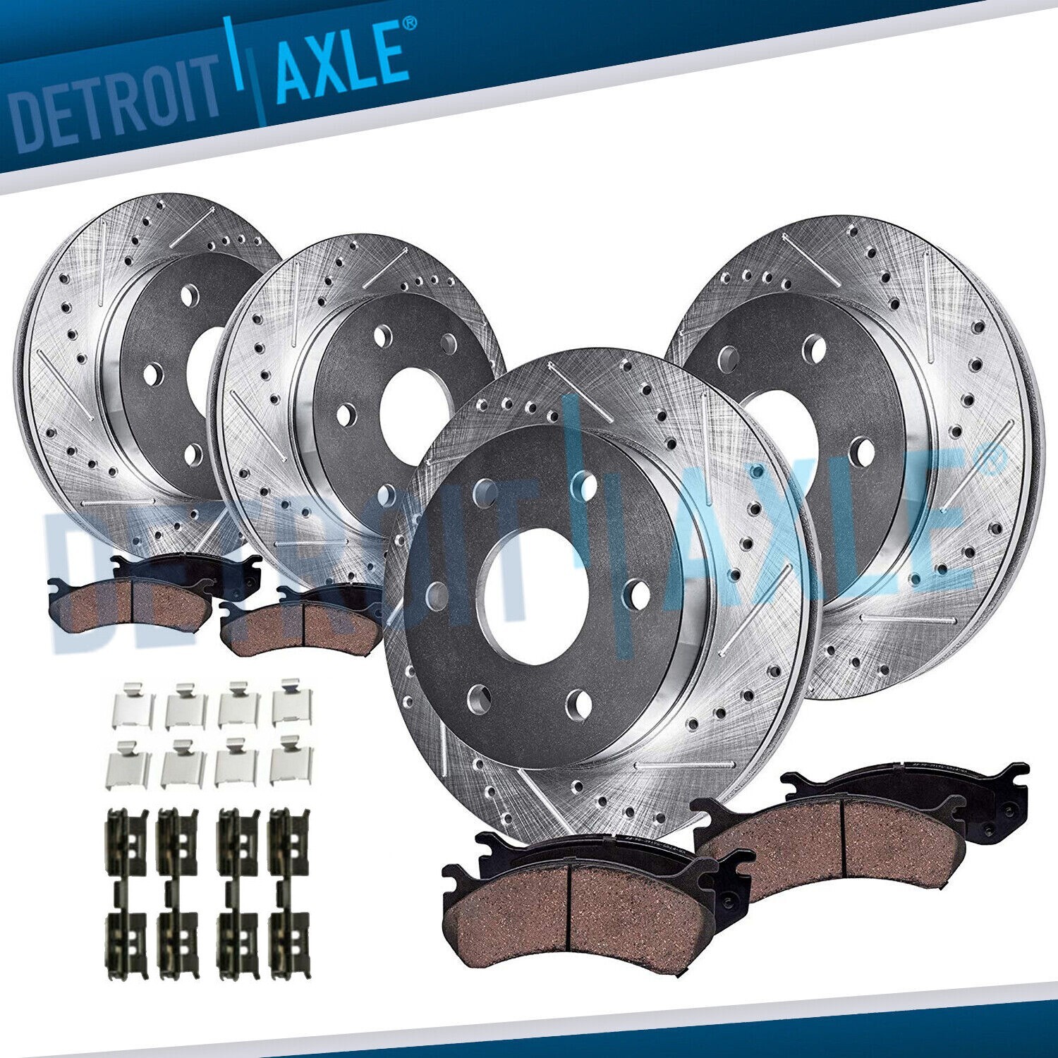 Front & Rear Drilled Slotted Rotors + Brake Pads for 2012 2013-2020 Ford F-150