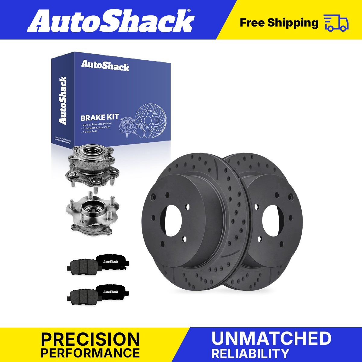 Rear Drilled Slotted Brake Rotors Premium Pads Hubs for INFINITI, FX35 2009-2010