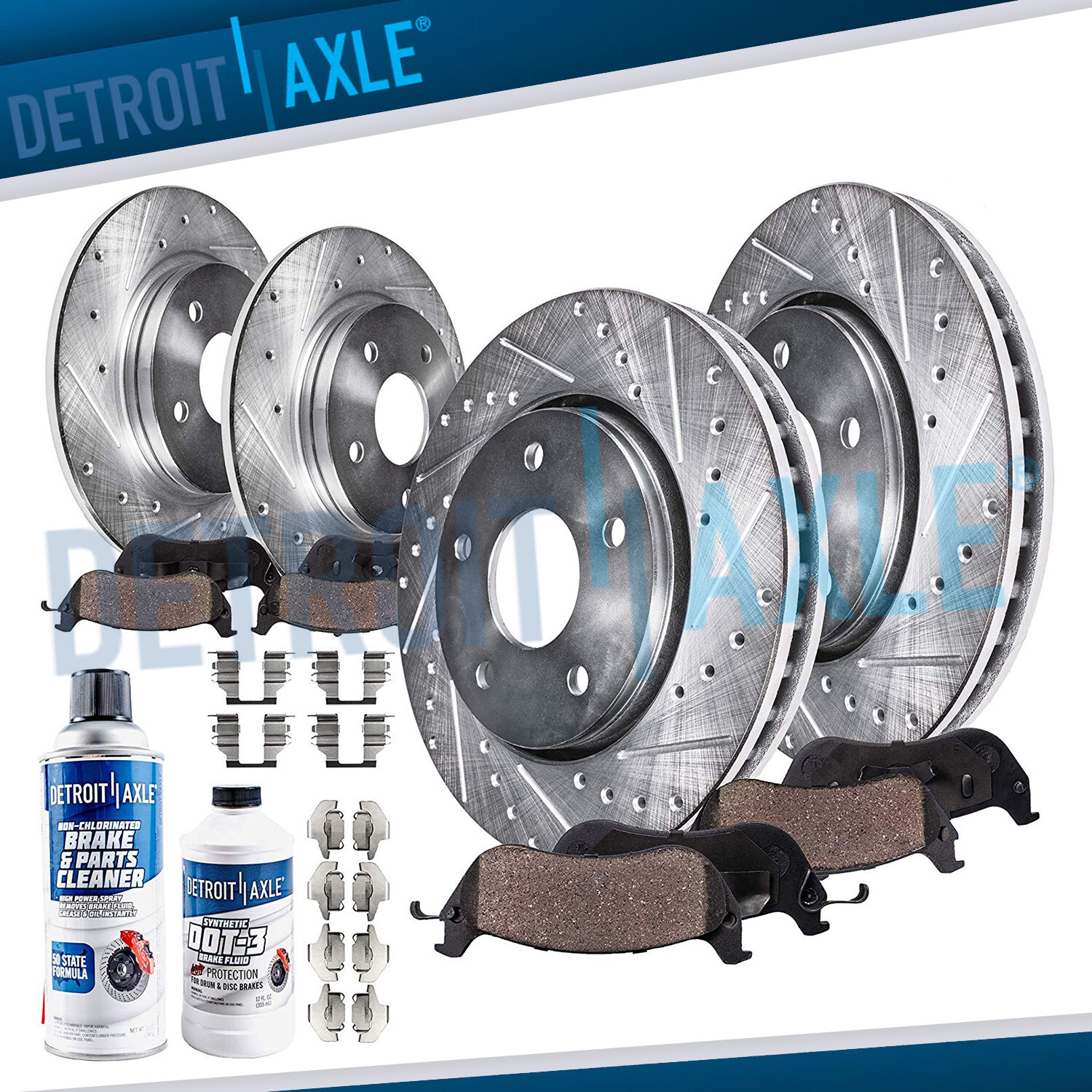 Front Rear Drilled Rotor Brake Pads for Lexus RX330 RX350 RX400h Toyota Highland