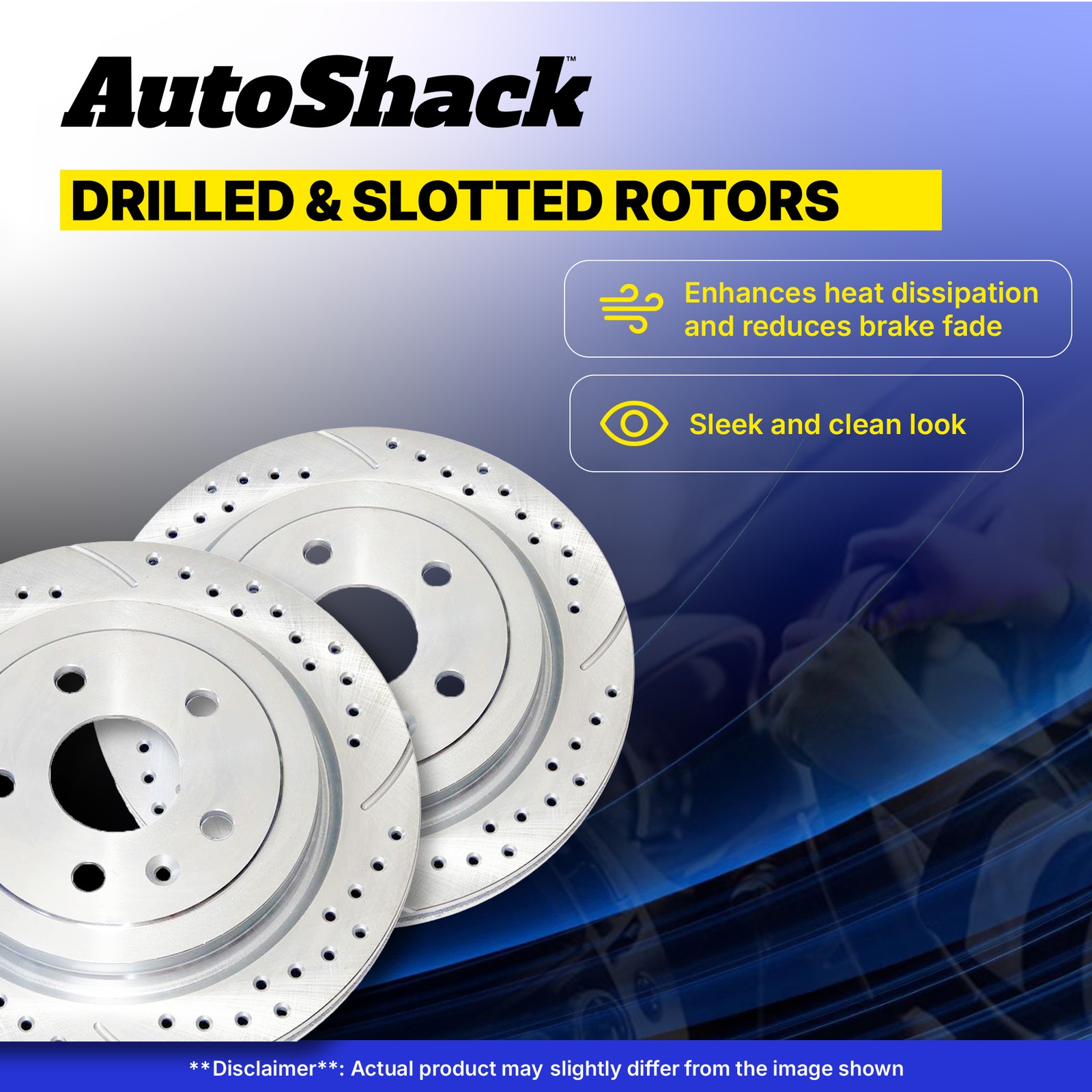 Front Drilled Slotted Brake Rotors Pair for Nissan, Sentra 2013-2019