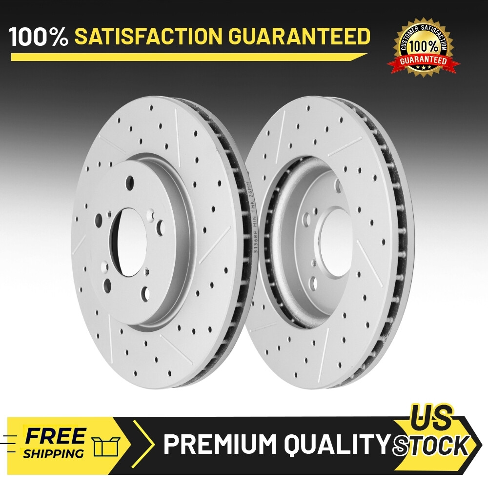 296mm 11.65 inch Front Drilled Slotted Disc Rotors for 2005 – 2010 Honda Odyssey