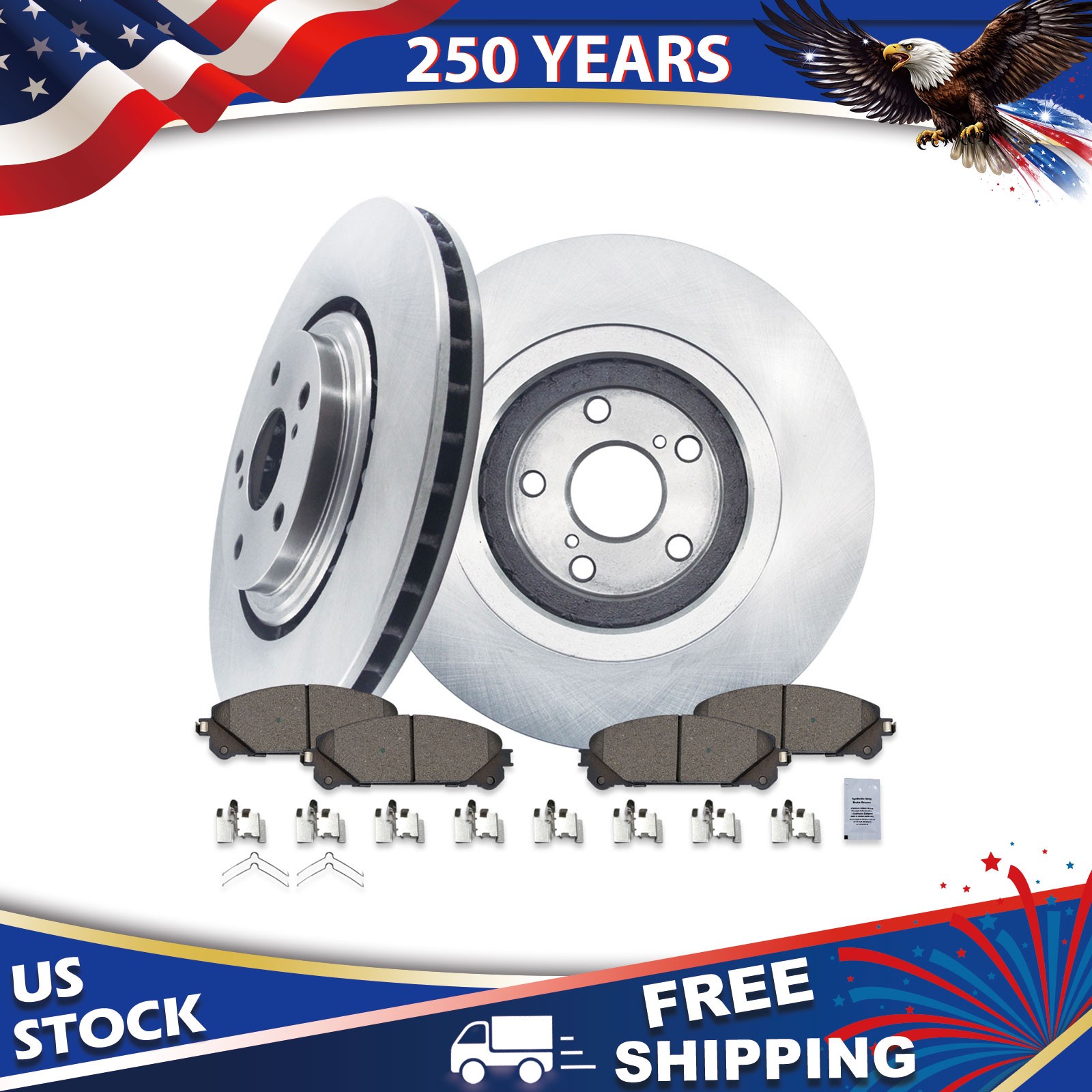 Front Brake Rotors Ceramic Brake Pads Kit for Toyota Highlander Sienna CE/SE/LE