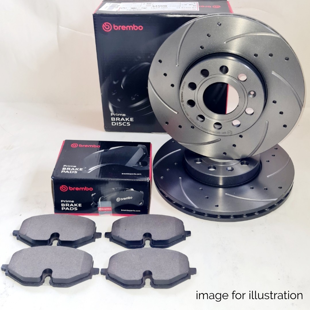 BREMBO REAR DIRLLED GROOVED BRAKE DISCS PADS FOR VW GRAND CALIFORNIA 2.0 16-22