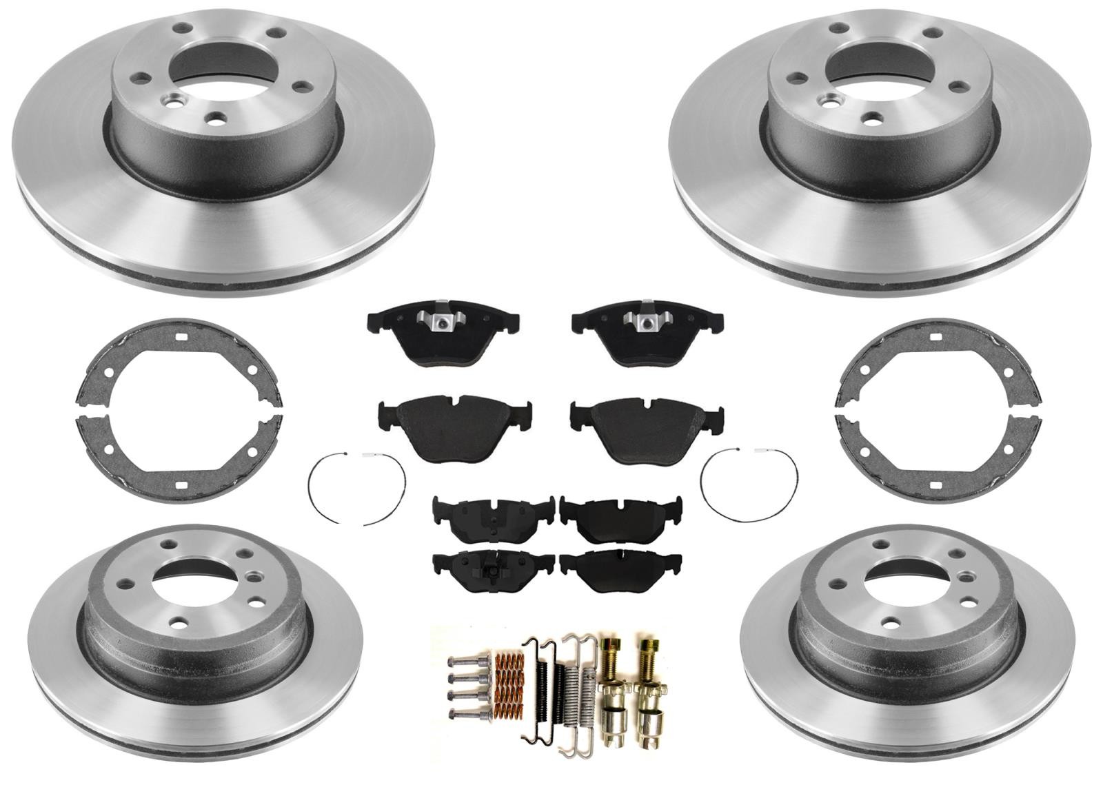 Front & Rear Carbon Rotors EPS Brake Pads & Shoes For BMW X1 xDrive28i 12-2015