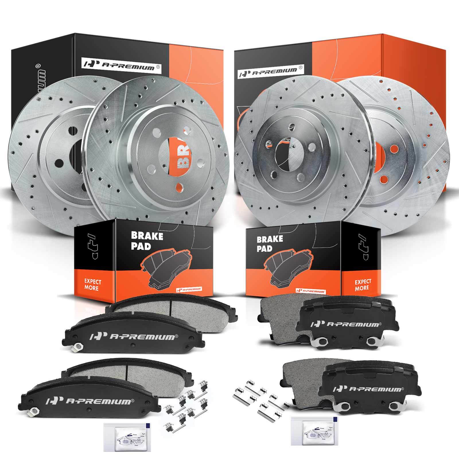 Front & Rear Disc Rotors & Ceramic Brake Pads for Chrysler 300 Dodge Challenger
