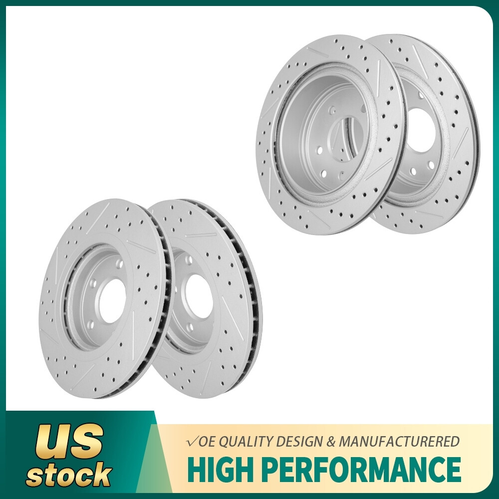 Front & Rear Drilled Slotted Disc Brake Rotors For Nissan Rogue 2008 2009 – 2017