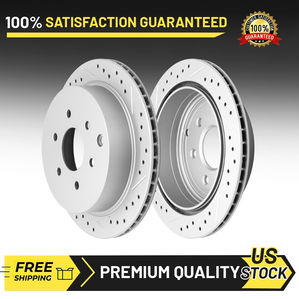 Rear Slotted Drilled Disc Rotors For Nissan Frontier 2005-2019 Xterra 2005-2015