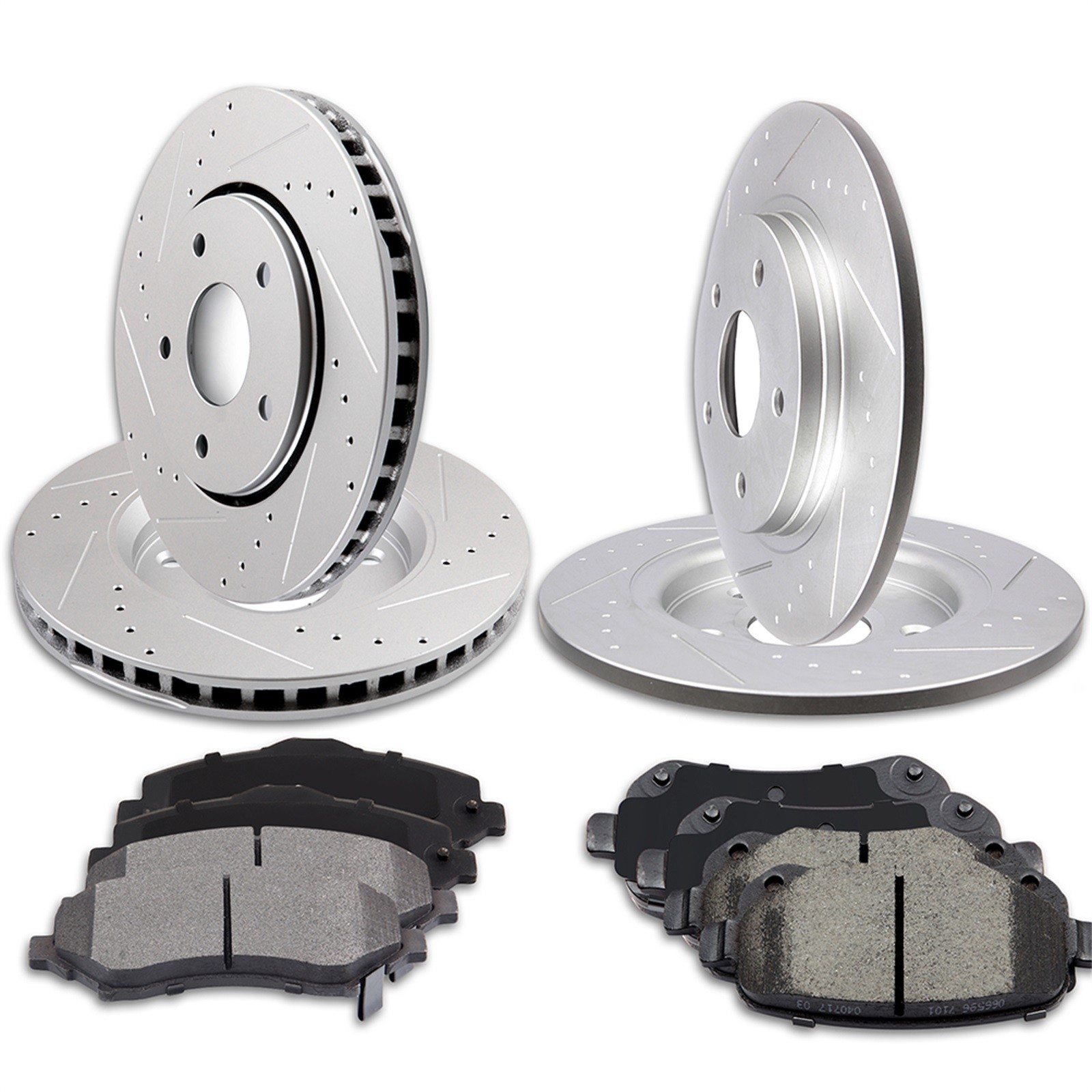 Front and Rear Drilled Brake Rotors Black & Pads for Chrysler Town & Country V6