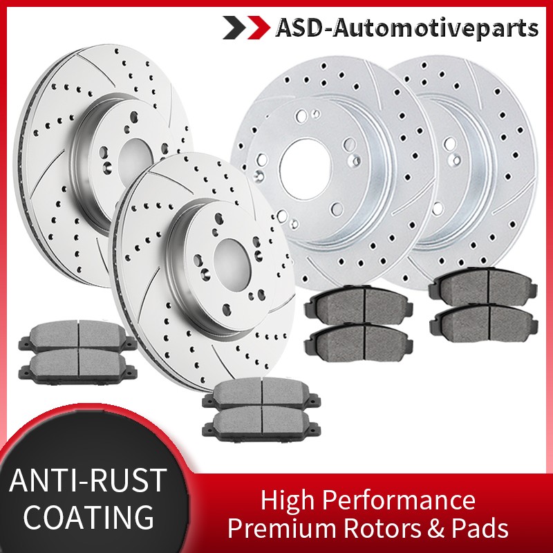 Front Rear Drilled Rotors Brake Pads Fit 2013 – 2016 2017 Honda Accord EX EX-L