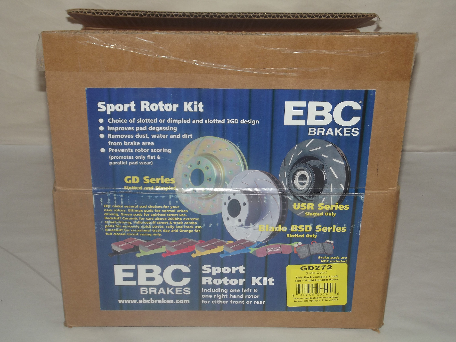 EBC GD272 SPORT ROTOR KIT GOLD DIMPLED AND SLOTTED BRAKE ROTOR SET 3GD