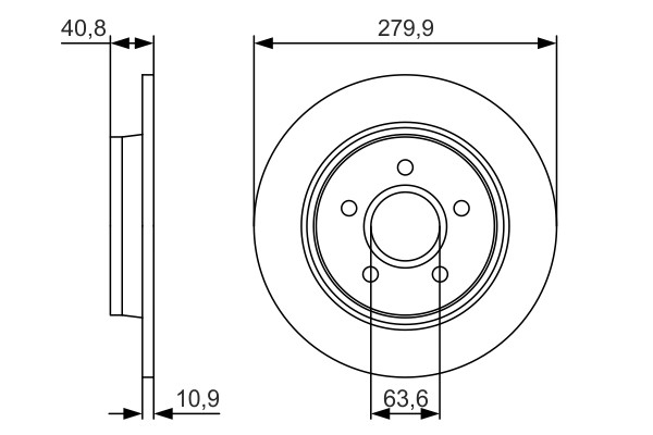 2x Brake Discs Pair Solid Rear 280mm 0986479S49 Bosch Set 1223566 1223568 BD1926