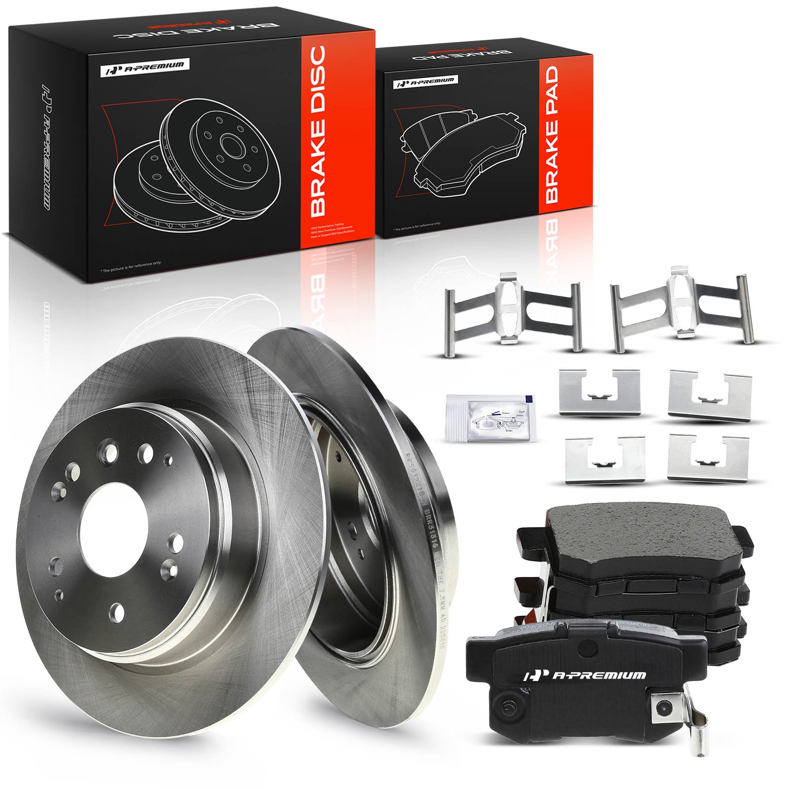 A-Premium Rear Disc Brake Rotors & Ceramic Pads for Acura TL 04-08 Honda Element