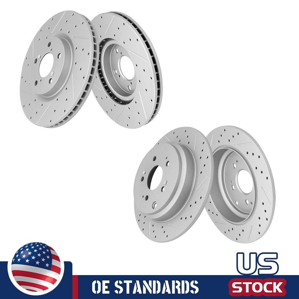 Front & Rear Drilled Slotted Brake Rotors Set of 4 for Acura MDX ZDX Honda Pilot