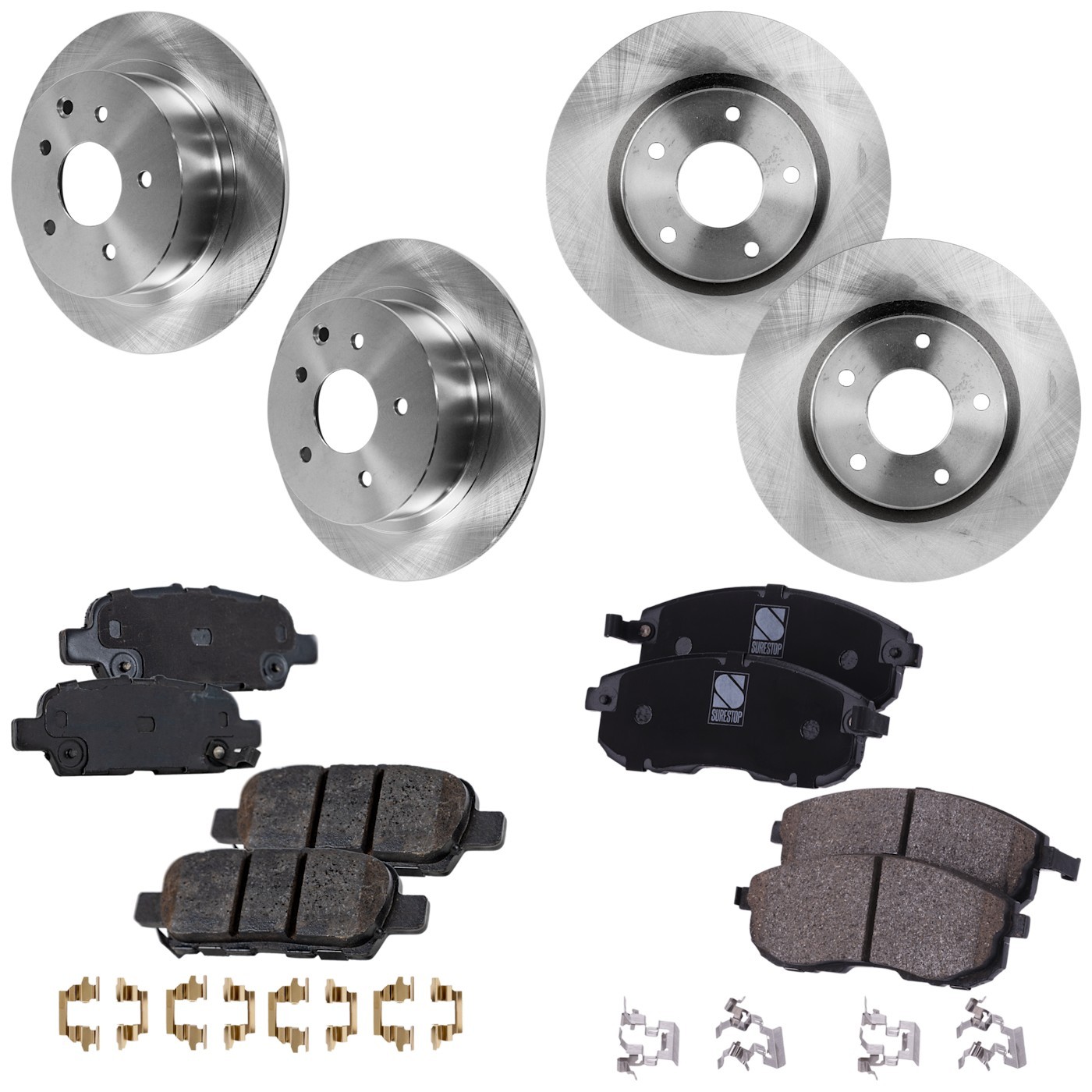 Front & Rear Brake Disc Rotors and Pads Kit For Nissan Sentra 2014 2015-2019