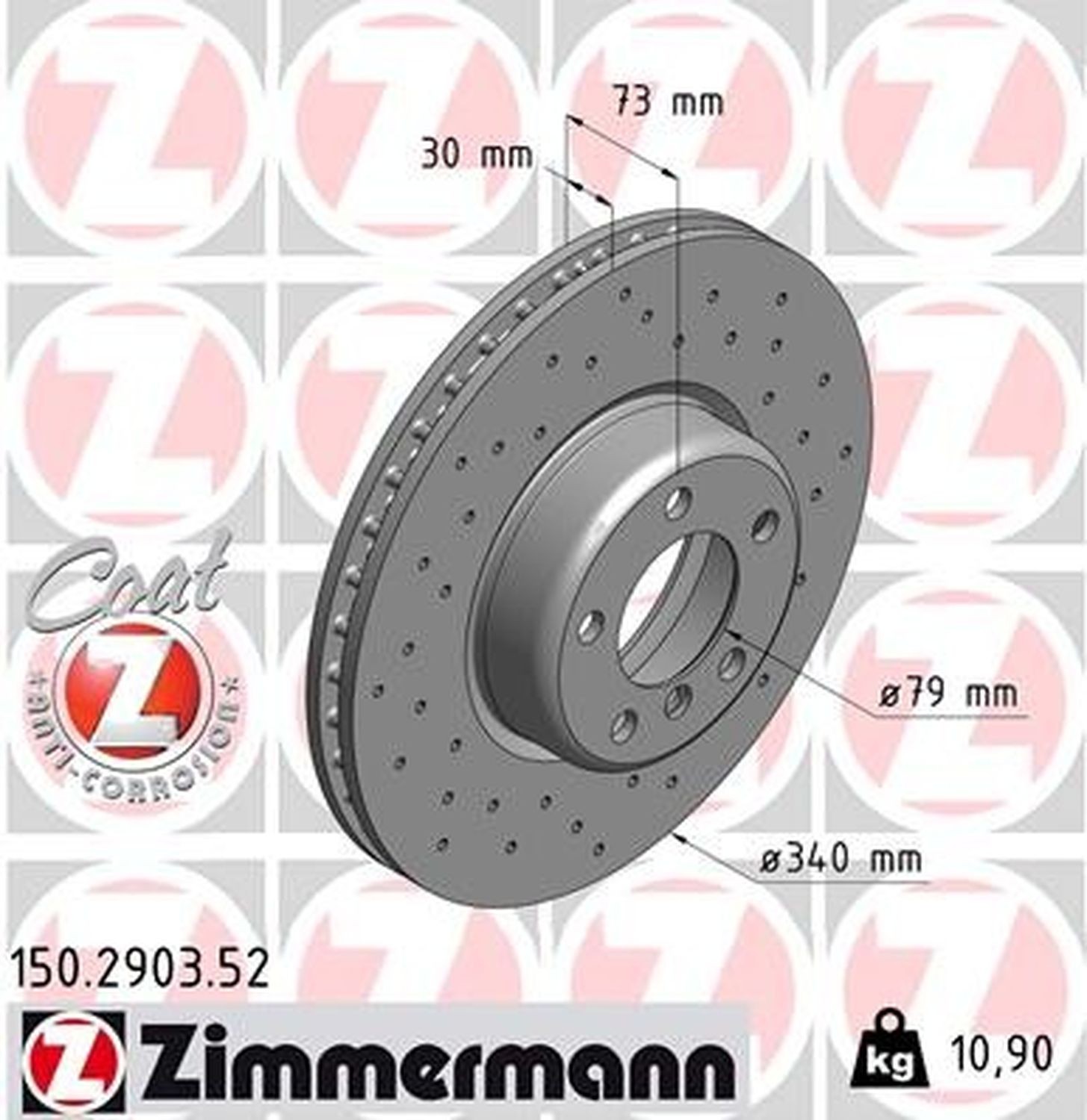 Zimmermann 150.2903.52 Sport Z Disc Brake Rotor For Select 12-20 BMW Models