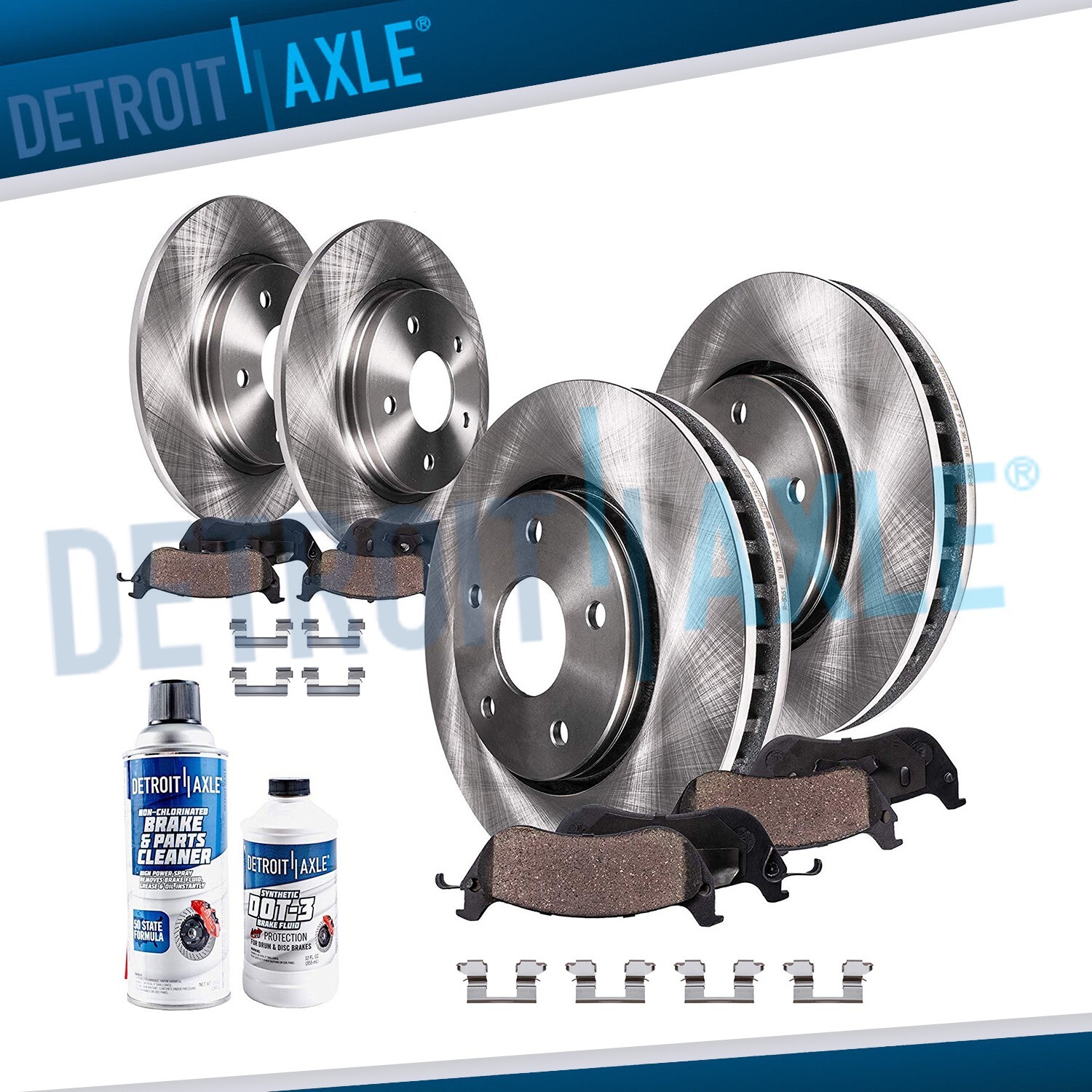 Front & Rear Disc Brake Rotors + Ceramic Brake Pads for 2004 Pontiac Grand Prix