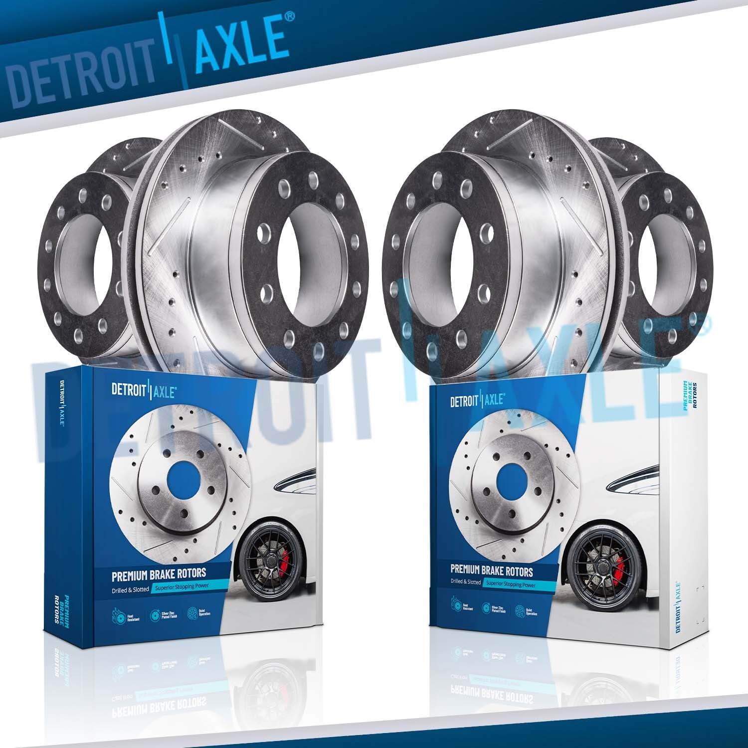 15.35 inch (390mm) Front Rear Drilled Brake Rotors for 2013 – 2023 Ram 4500 5500