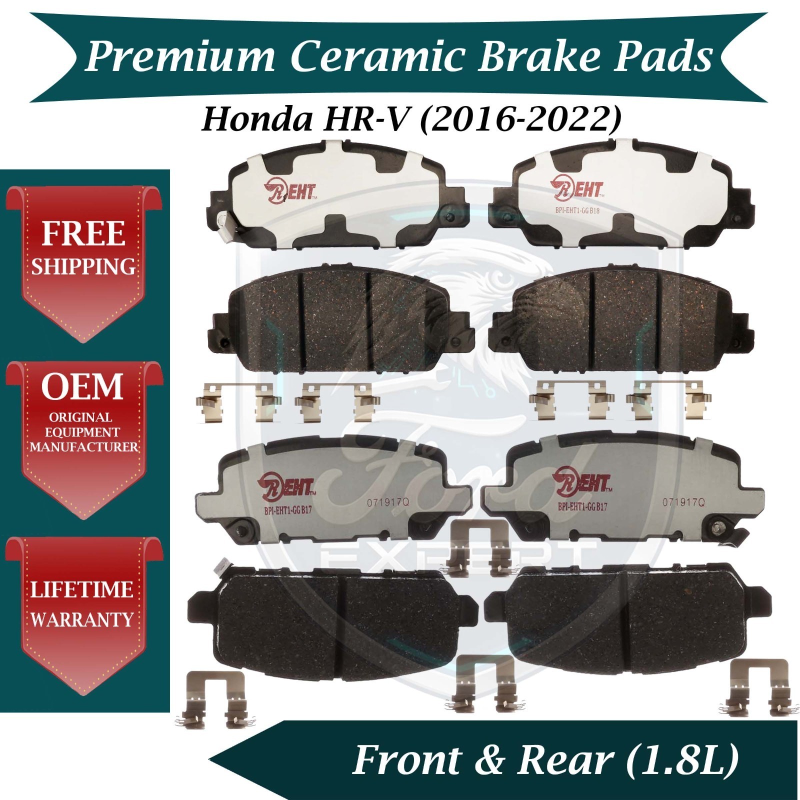 New OE Front & Rear Brake Pads Kit For 2016-2022 Honda HR-V 10 Yr Warranty