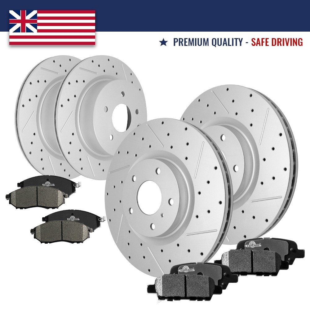 Front Rear Drilled Slotted Brake Rotors Ceramic Pads for INFINITI G37 EX35 EX35