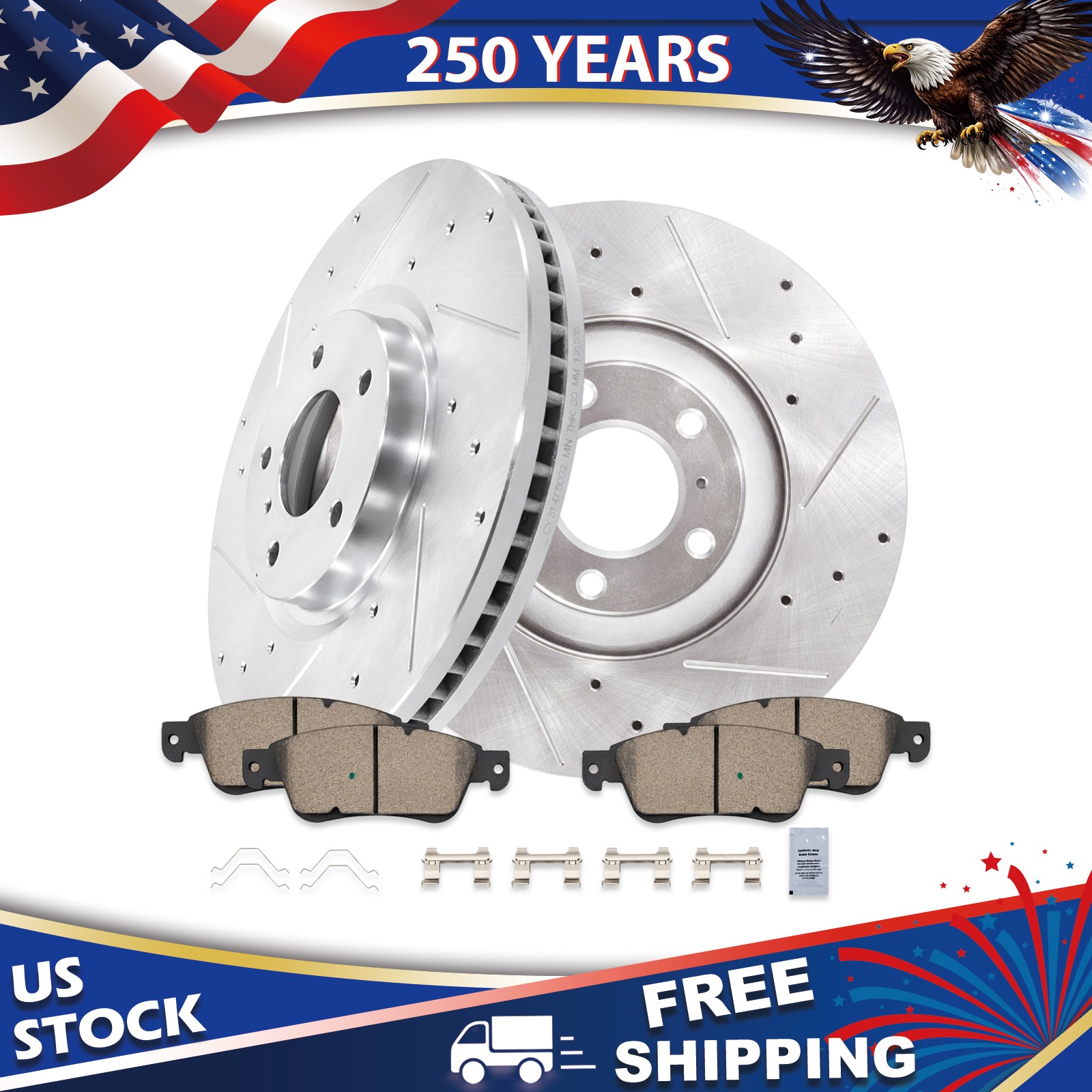12.99 inch (330mm) Front Drilled Rotors and Brake Pads for INFINITI G37 G35 Q60