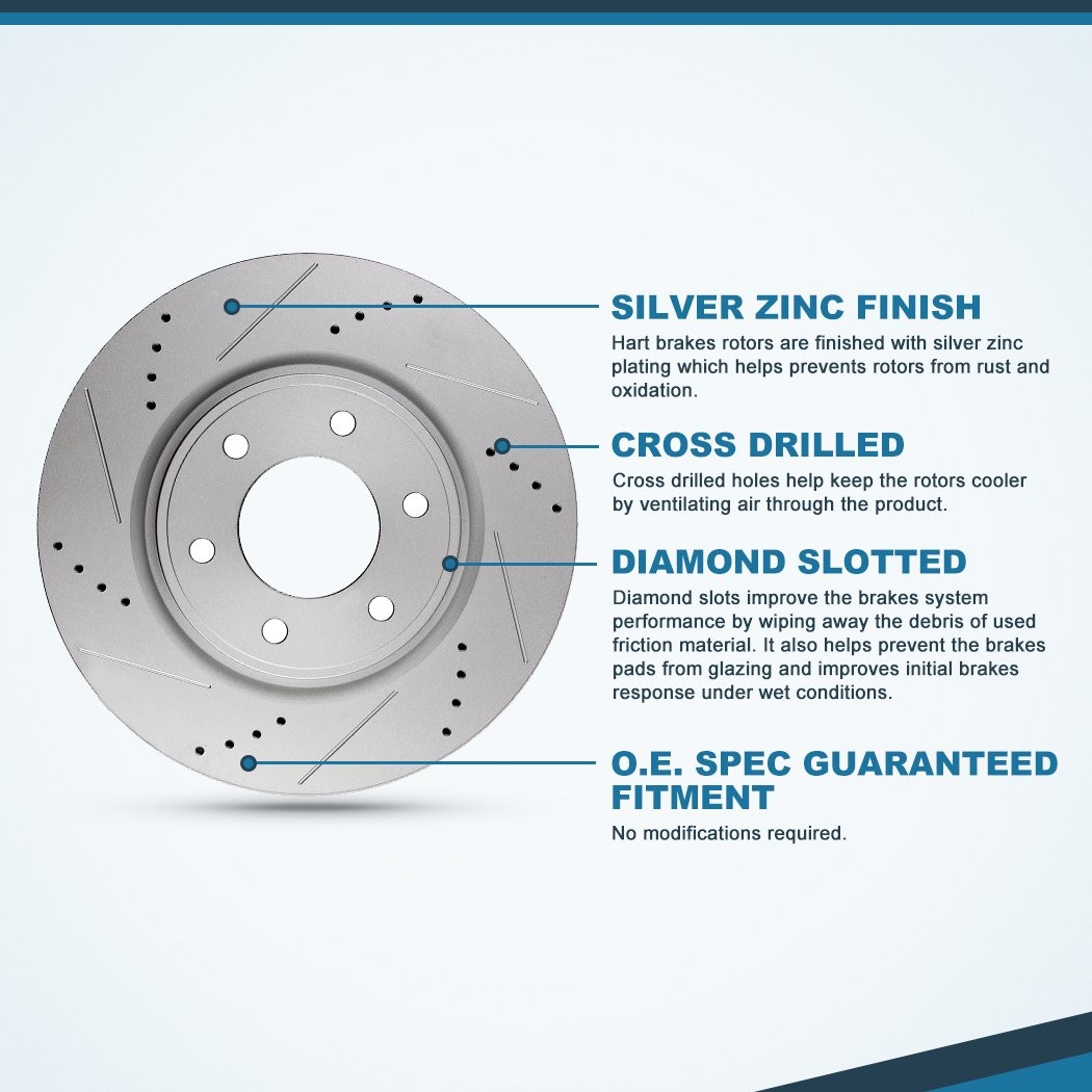 Front Performance Drilled Slot Brake Rotors Ceramic Pads For 2006-2013 Mazda 6