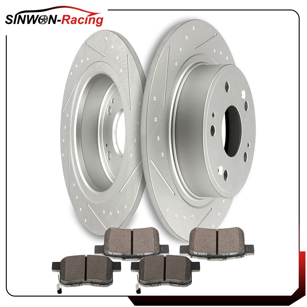 4X Ceramic Brake Pads and 2X Rotors Rear For Honda Accord Sedan 2008-2010