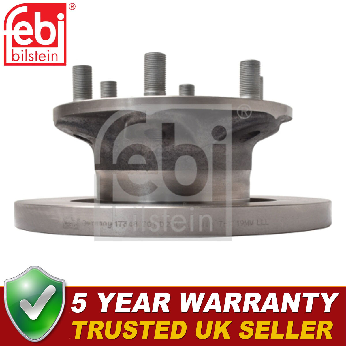 Febi Front 1x Brake Disc Fits Iveco Daily 1989-2007 2.5 D 2.8