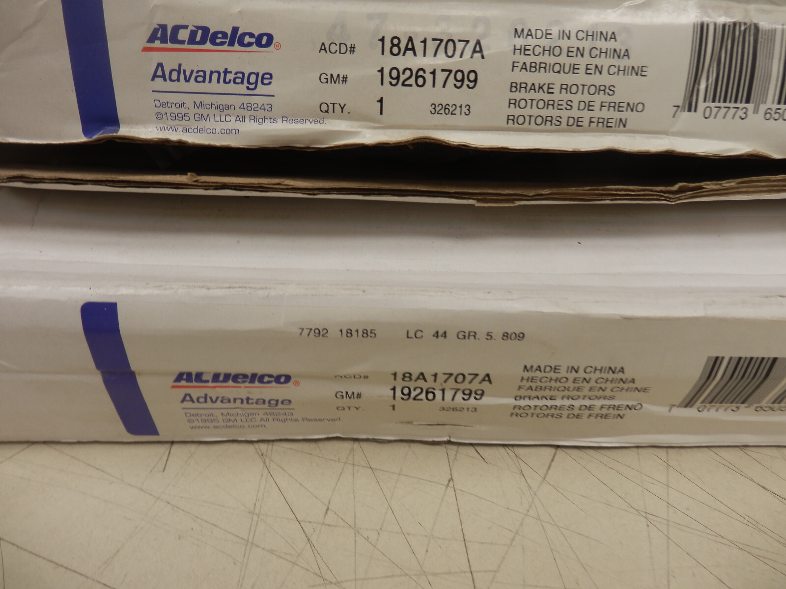 Two (2)Genuine OEM GM 19261799 ACDelco 18A1707A Front Brake Rotor