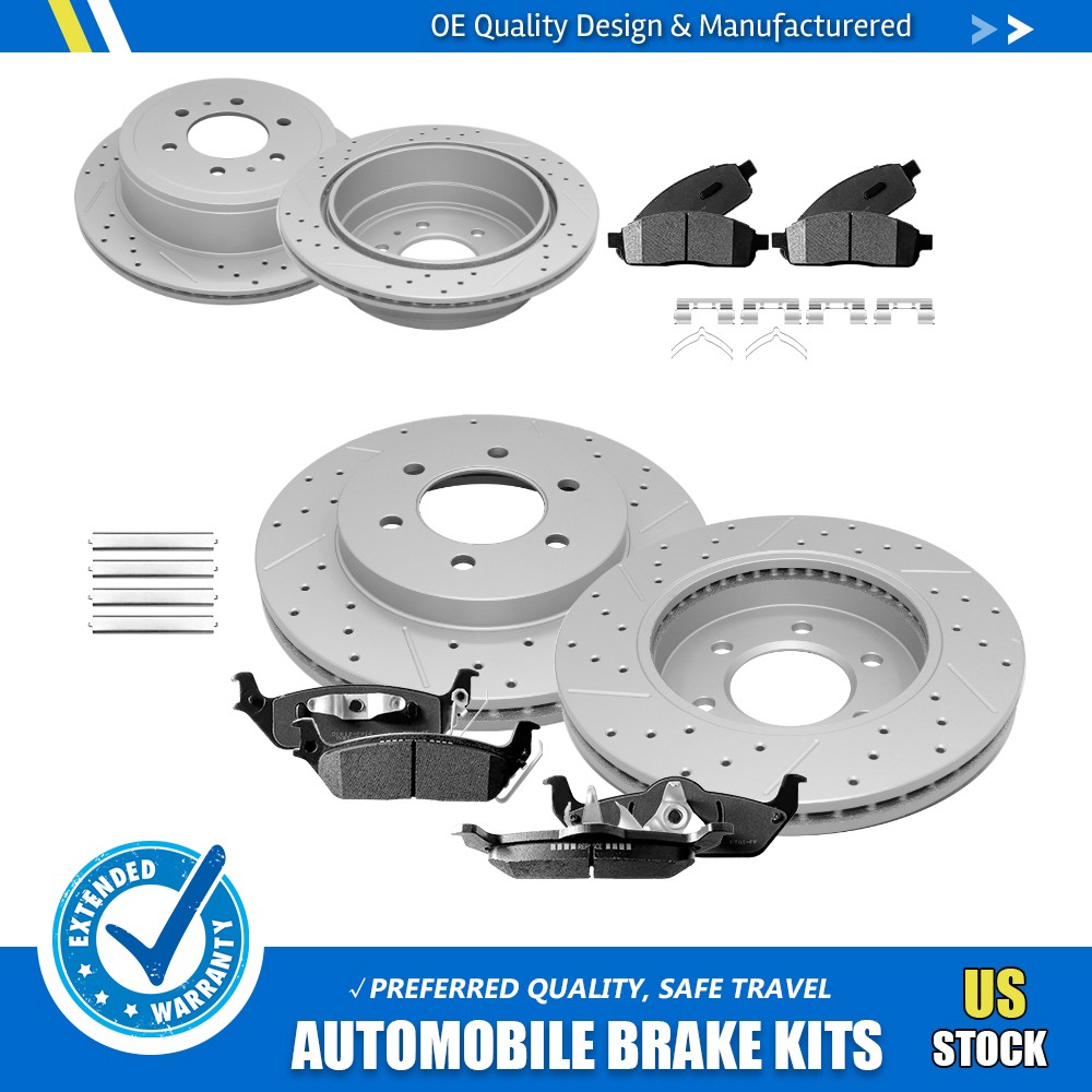 4WD For 2004-08 Ford F-150 Lincoln Mark Lt Front Rear Disc Rotors Brake Pads Set