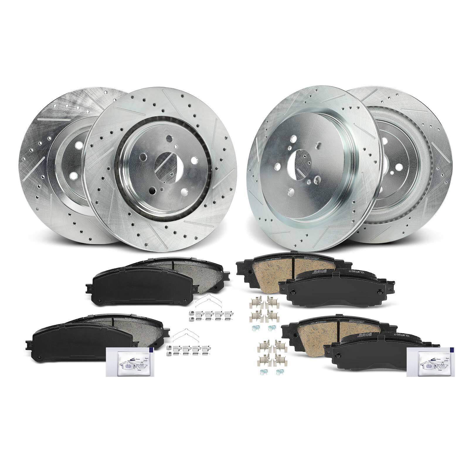 12x Front & Rear Left & Right Drilled Rotors & Brake Pads for Lexus RX350 RX350L
