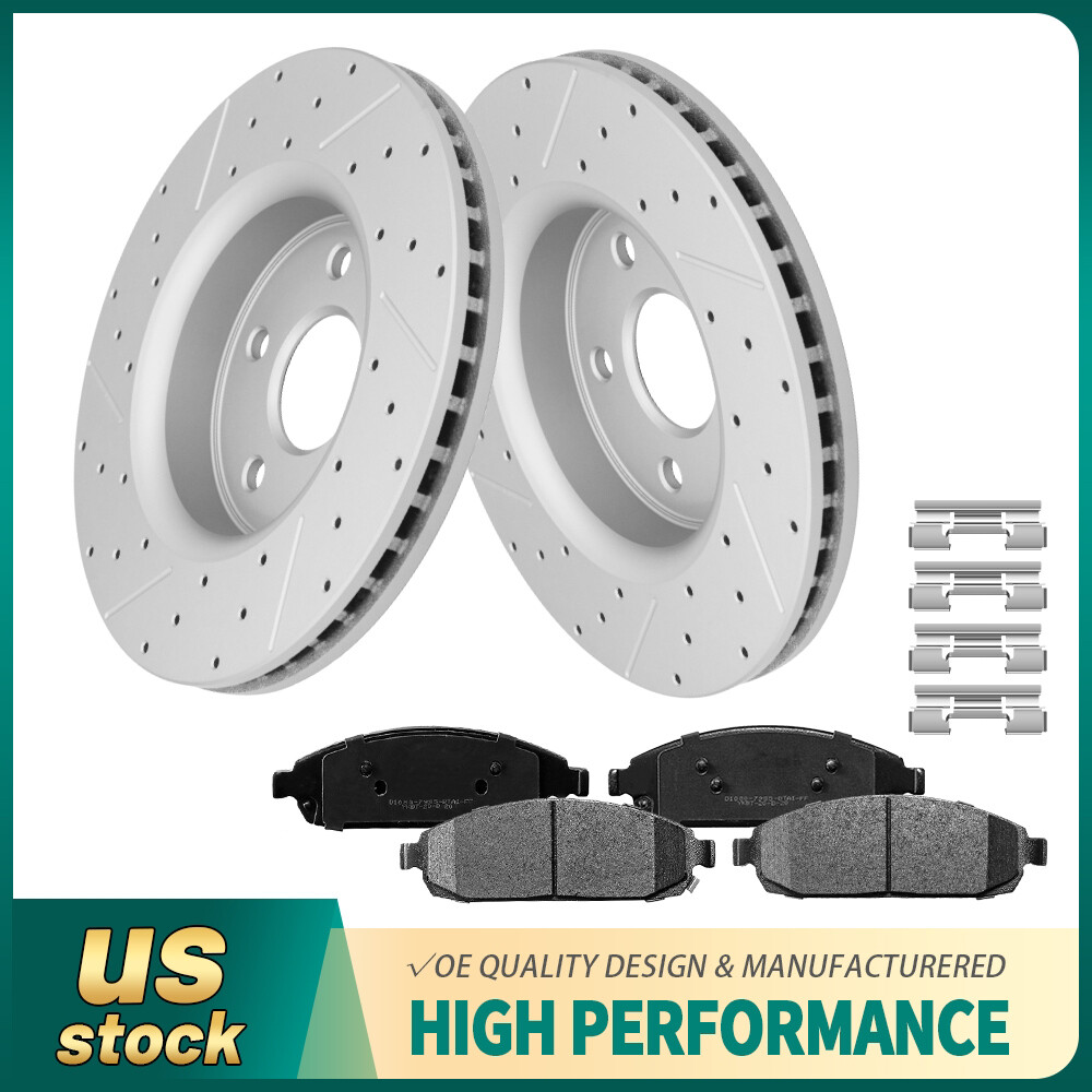 Front Drilled Disc Rotors+Brake Pads for Grand Cherokee Commander 2006 2007-2010