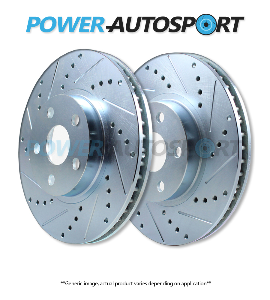 (FRONT) POWER PERFORMANCE DRILLED SLOTTED PLATED BRAKE DISC ROTORS P31584