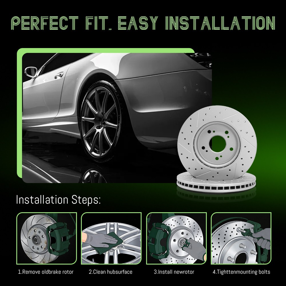13.78″ (350mm) Front Disc Rotors Ceramic Brake Pads for 2011- 2020 Dodge Durango