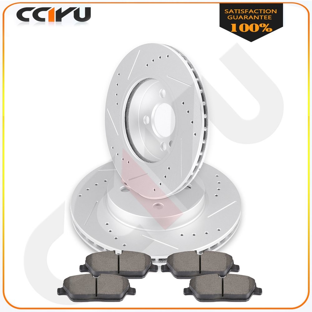 Fits Mini Cooper 1.6L 2014 – 15 Front Drill Slot Brake Discs Rotors Ceramic Pads