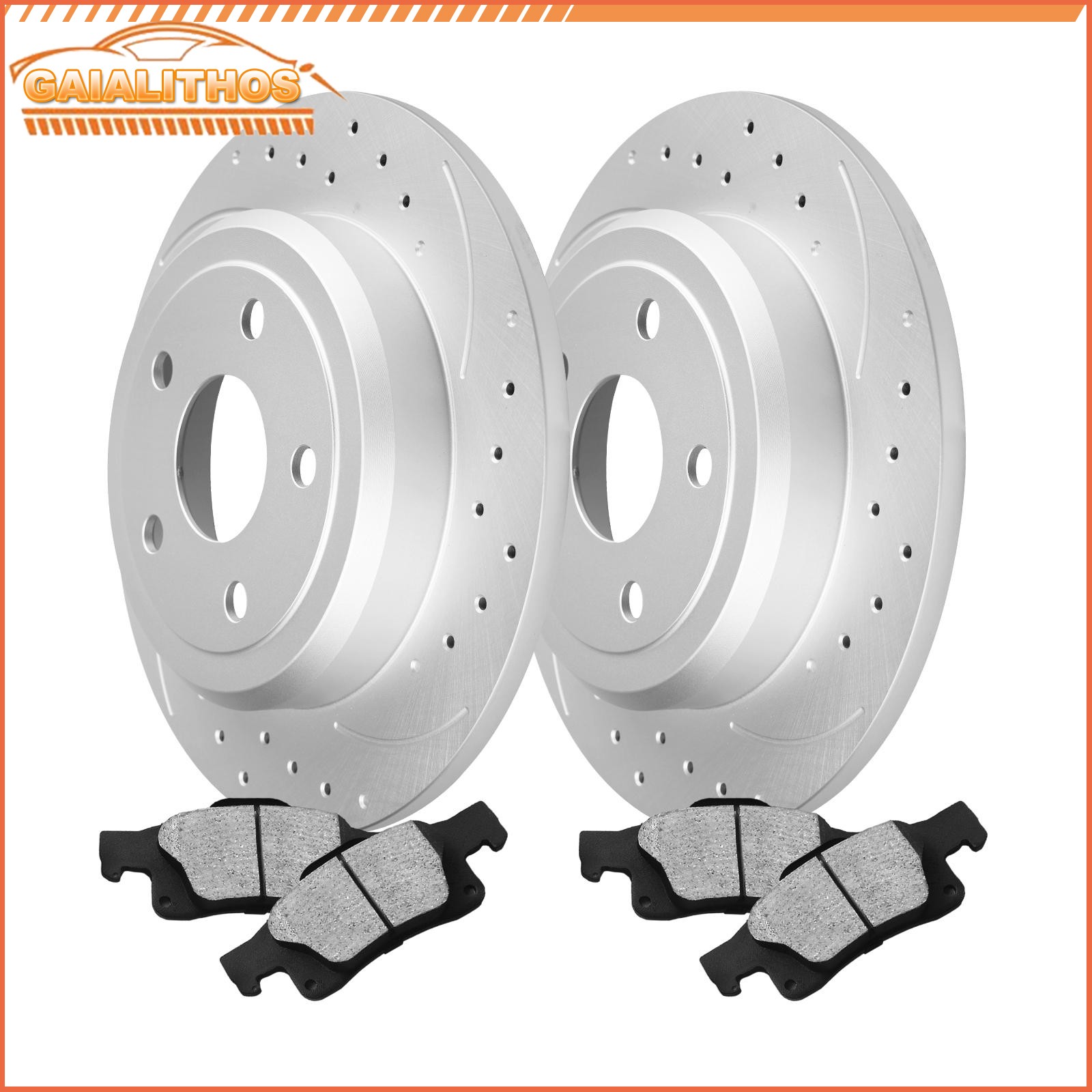 Rear Drilled Rotors Brakes Pads For 2011-2019 2020 Dodge Durango Grand Cherokee
