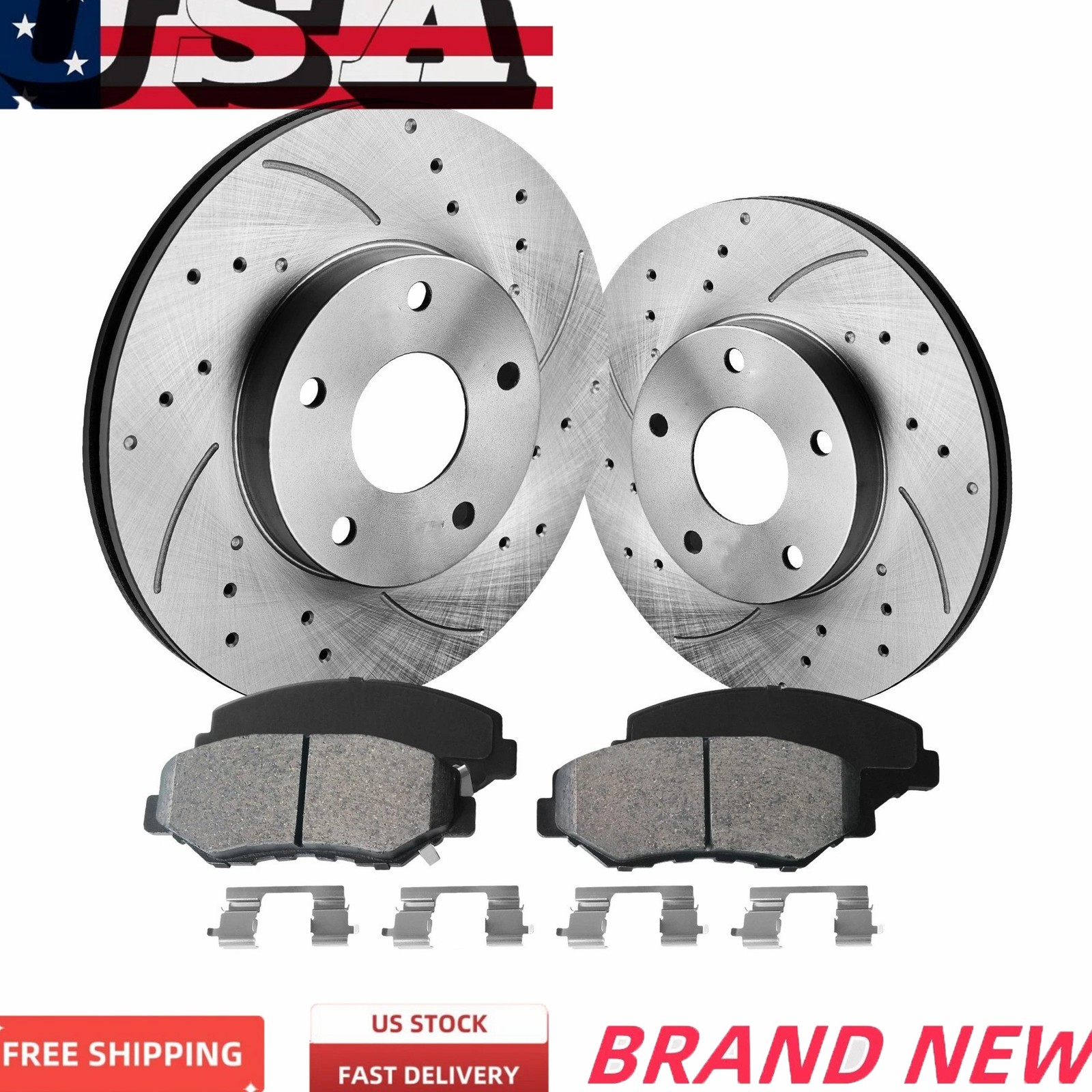 260mm REAR Drilled Rotors + Brake Pads 2003 – 2007 for Honda Accord Acura TSX