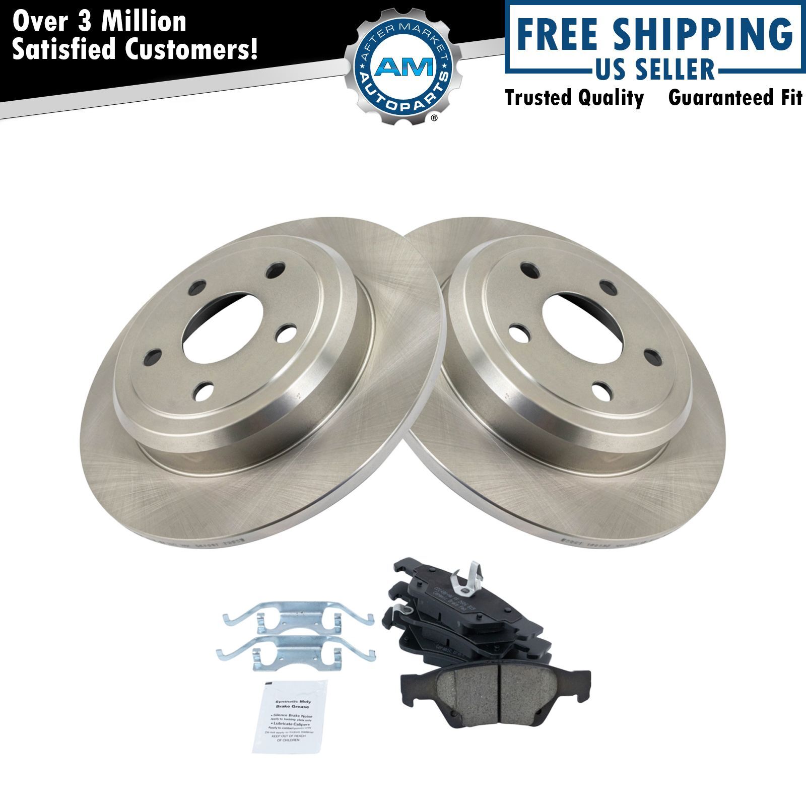 Rear Ceramic Brake Pads & 2 Rotors Discs Set Kit for Durango Grand Cherokee